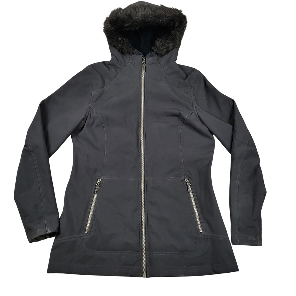 Marmot Women's‎ Furlong Softshell Jacket Large Black Faux Fur Lined Hood C85550